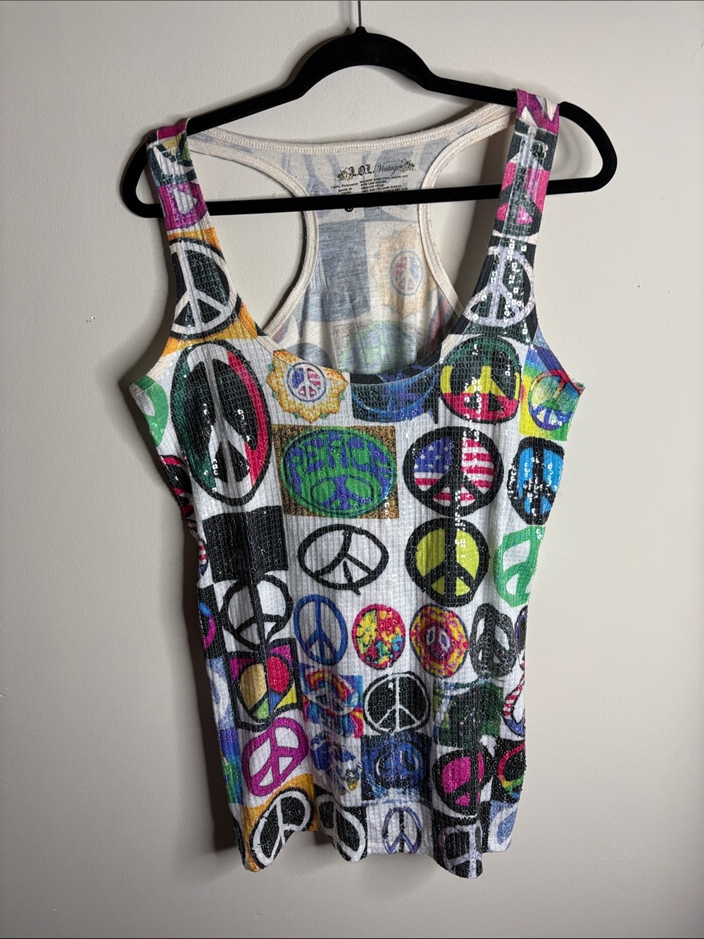 L.O.L. Vintage White Tank with Faded Pastel Tie-Dye